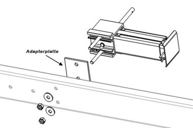 Technische Zeichnung des Montagepunktes der optionalen Adapterplatten für Kurbelstützen.
